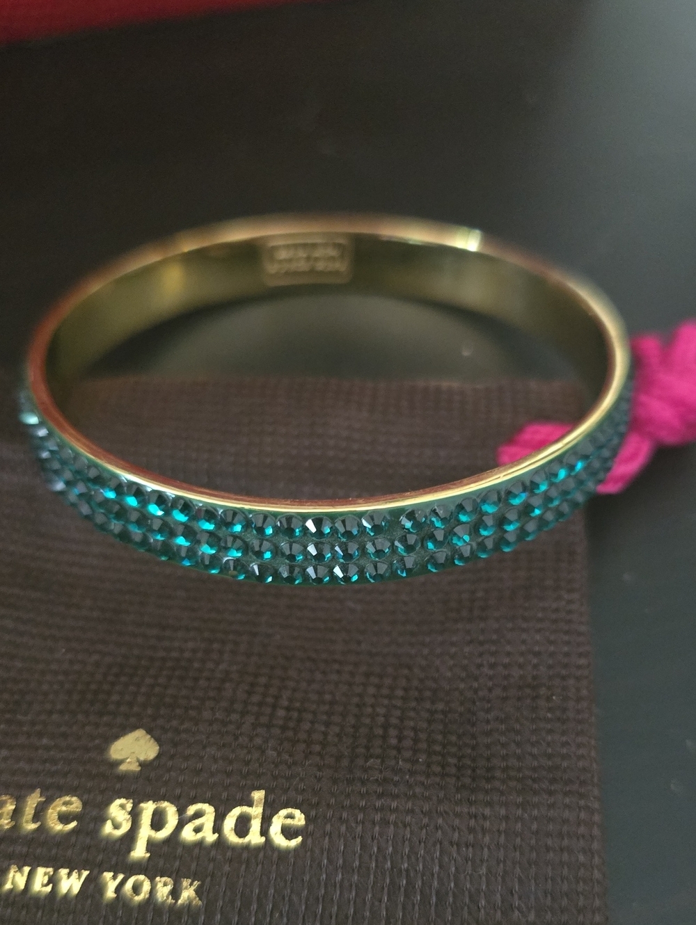 kate spade Gold Bangle with Teal Crystal Pavé Row